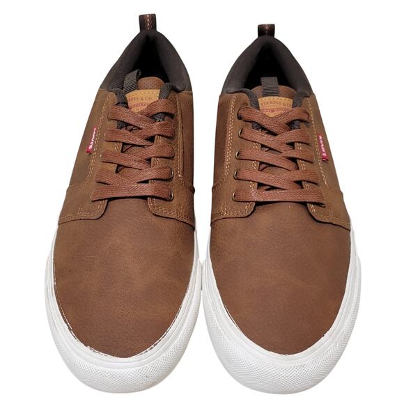 Levi's Men Alpine Stacked Low Top Sneakers Size US 10M Brown Faux Leather - Picture 4 of 5